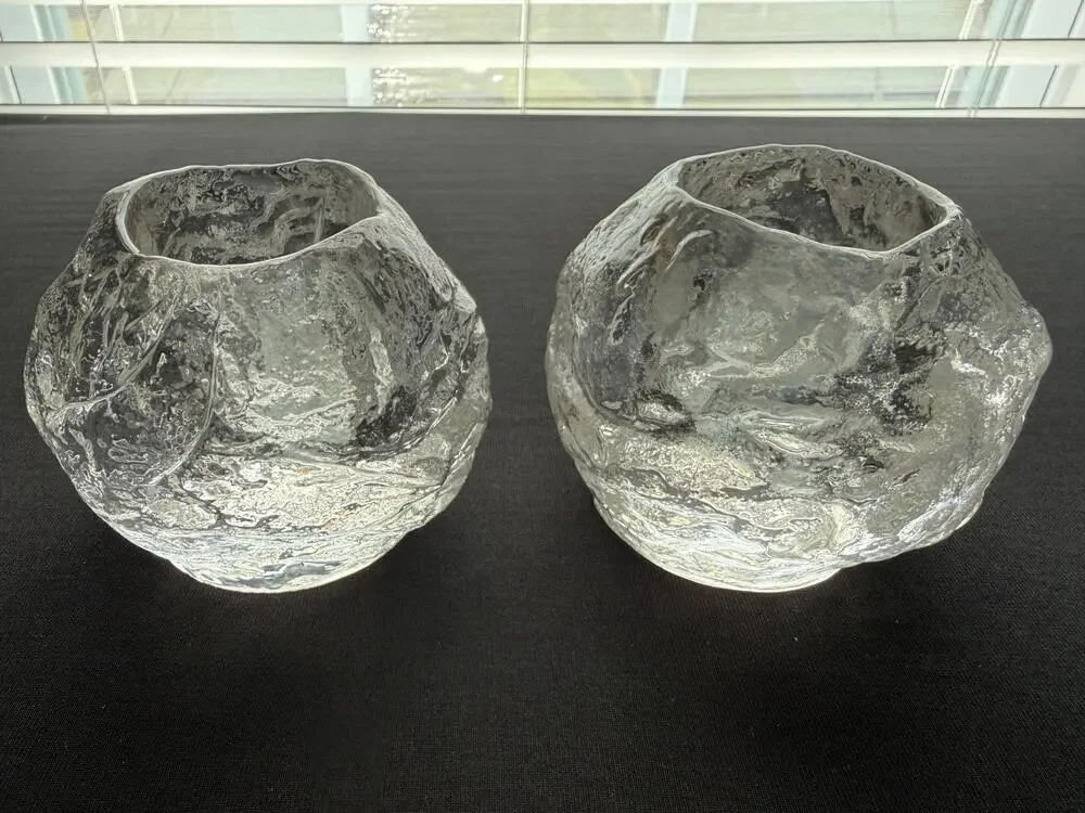 Vintage Kosta Boda Crystal Snowball Candle Votive